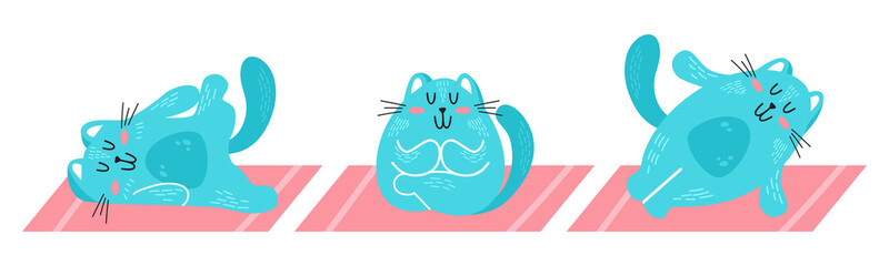 Cute vector cats doing yoga