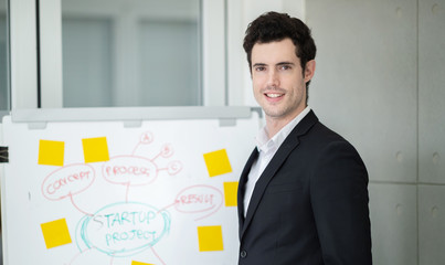 Young Creative man standing   in meeting room