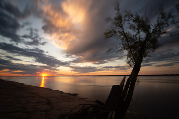 sunset in the river