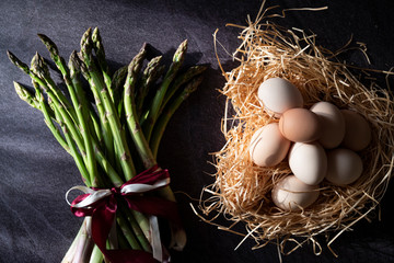 asparagus and raw egg
