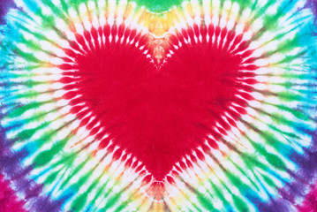 heart shape tie dye pattern hand dyed on cotton fabric abstract texture background.