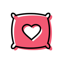 Obraz premium Pillow with heart shape logo template, love pillow icon design - Vector