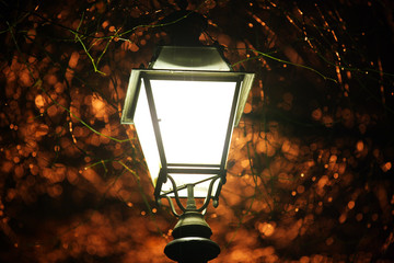 Old fashioned street lamp in the dark