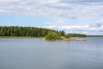 Obraz premium View to the coast, island and Gulf of Finland, Linlo, Kirkkonummi, Finland