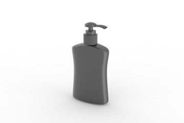 Ads template, blank hand wash realistic plastic bottle with dispenser airless pump. Pharmaceutical container liquid gel, soap, lotion, cream, shampoo, bath foam. 3d illustration
