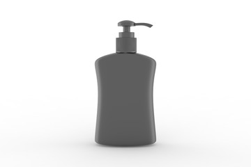 Ads template, blank hand wash realistic plastic bottle with dispenser airless pump. Pharmaceutical container liquid gel, soap, lotion, cream, shampoo, bath foam. 3d illustration