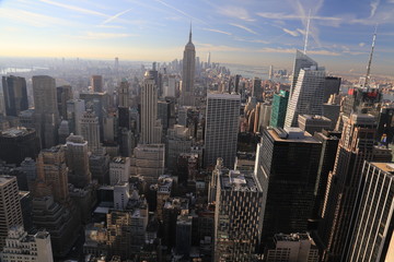 Naklejka premium Elevated view of New York City Manhattan skyline 