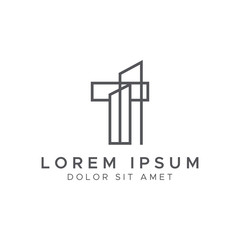 Letter T line building logo vector design template