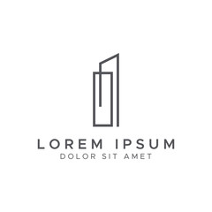 Letter I line building logo vector design template