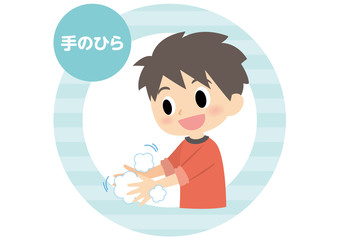 男子の手洗い　手のひら