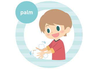 男子の手洗い　手のひら