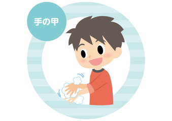 男子の手洗い　手の甲