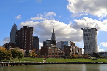 Fototapeta na wymiar City downtown skyline, Cleveland, Ohio, USA