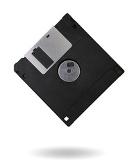 old black floppy disk for PC on a white background