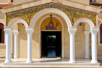Entrance to the Agios Raphael church in Cyprus photographed at daytime