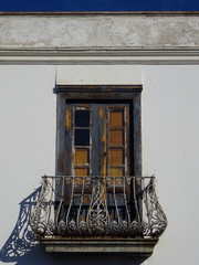 Traditional colonial house with beautiful balcony. North of La Palma Island. Canary Islands. Spain.