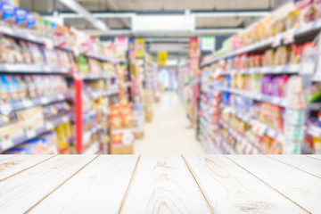 Blurred of supermarket store background .