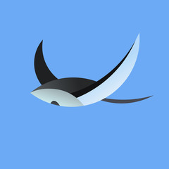 Obraz na płótnie Canvas Manta ray vector illustration. Simple flat oceanic manta design.