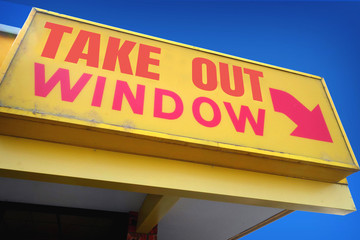 Take out food pick up window sign