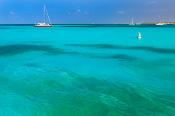 Obraz premium Beautiful beach and sailboat