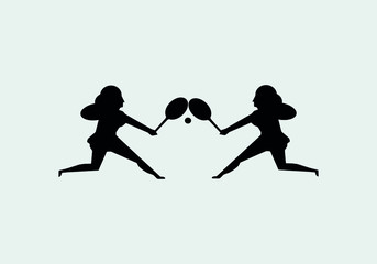 Dos siluetas femeninas con una raqueta de tenis.