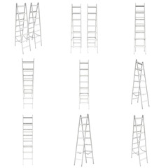 Step ladder set. 3d render isolated on white