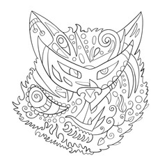 Wolf head on a white background. Print. Zen doodles. Vector illustration