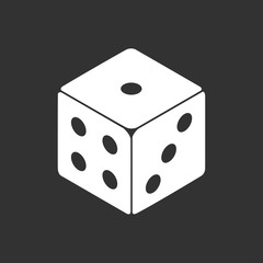 White single dice isolated on gray background
