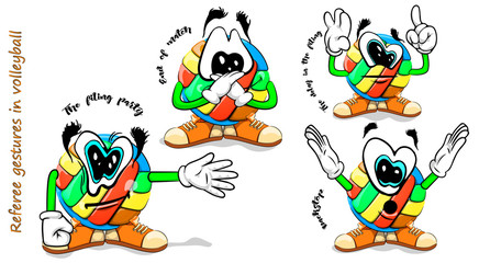 Illustration of a volleyball ball that shows the meaning of gestures in volleyball