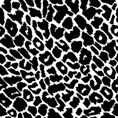 Black and white leopard vector seamless pattern