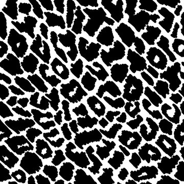 Black and white leopard vector seamless pattern