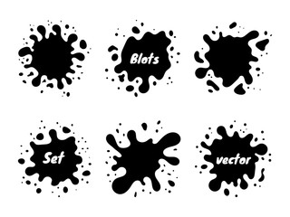Blots set on the white background. Set of paint splashes. Vector illustration. Badges, emblem design templates.