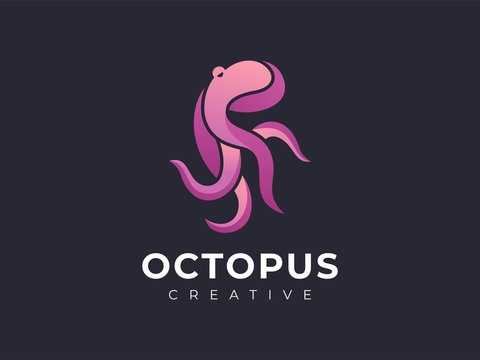 amazing gradient octopus mascot logo illustration