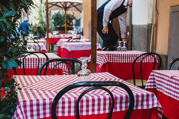 Restaurant in italy. Restaurant in old street in Trastevere in Rome, Italy