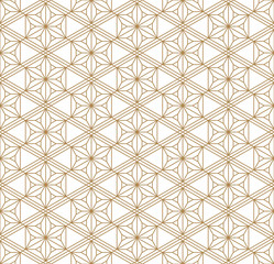 Nahtloses geometrisches Muster in Gold und Weiß. Kumiko im japanischen Stil.