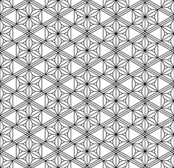 Seamless pattern based on japanese woodwork art.Black and white color.