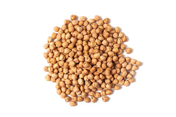 Chickpeas isolated on white background. Top view