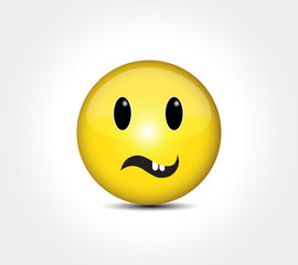 Happy face smiling emoticon button