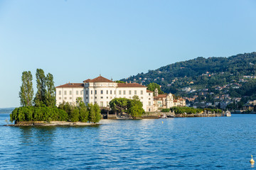 Fototapeta na wymiar Beautiful view of Island Bella on Lake Maggiore, Italy