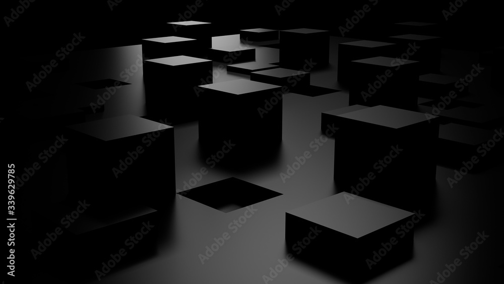 Wall mural Black 3d cube wallpaper