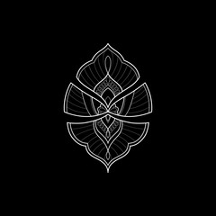 Ethnic Mandala ornament isolated on black background. Henna tattoo design. Vector illustration