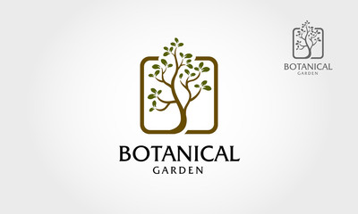 Botanical Garden Logo Illustration. Logo illustrating a tree roots are connected in a square layout. This illustration symbol of strength, longevity, freedom, fertility, hope and continuity.