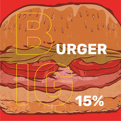 hamburger promotional discounts on instagram banner ads vector