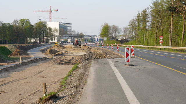 Stra&szlig;enbaustelle am Schiffahrter Damm, M&uuml;nster