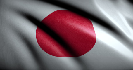 National flag of Japan waving on the wind