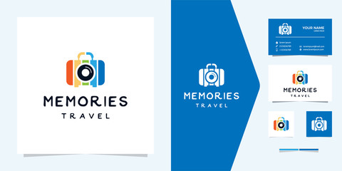 Memories Travel or Camera + suitcase Logo - Premium Vector