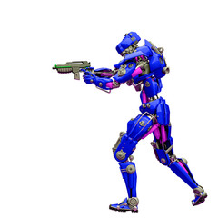 mechanical soldier walking and aiming