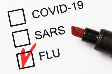 Doctor confirmed the diagnosis of flu instead of coronavirus. Concept on addressing suspected pandemic covid-19