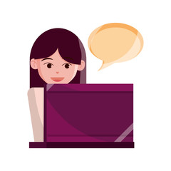 online activities, character female with laptop chatting flat style icon