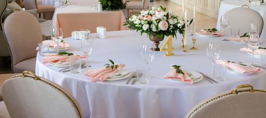 table appointments for wedding in restaurant